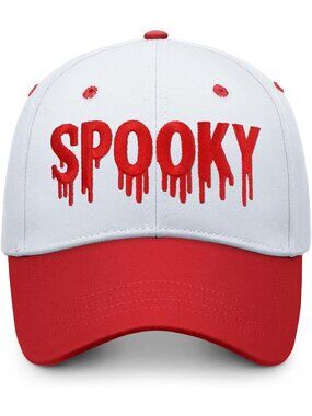 Unisax's Red White Halloween Embroidered Adjustable Washable Baseball Caps
